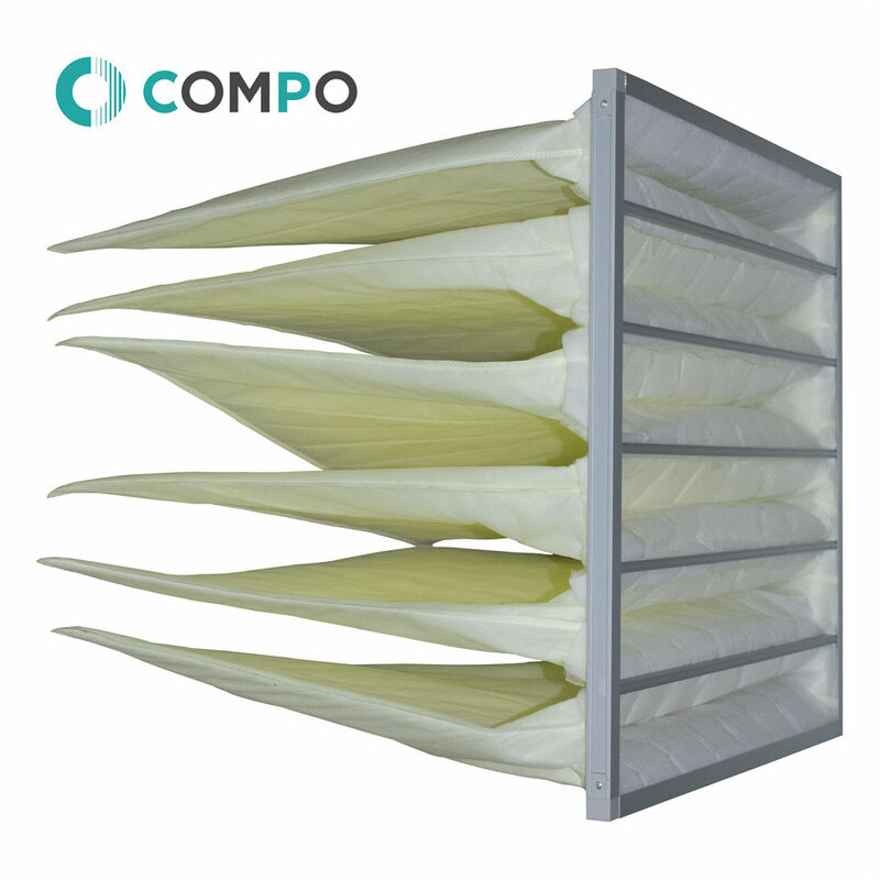 Galvanized Frame AHU Pocket Air Filter With 1 - 5μM Filtration Efficiency